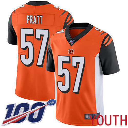 Cincinnati Bengals Limited Orange Youth Germaine Pratt Alternate Jersey NFL Footballl #57 100th Season Vapor Untouchable